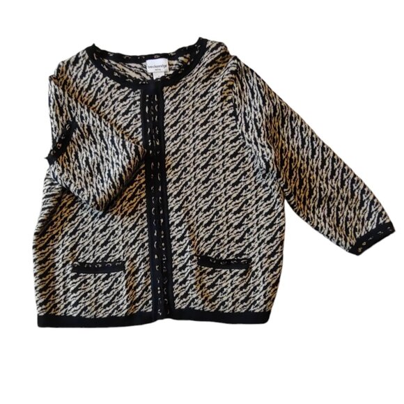 Breckenridge Petite Animal Print Cardigan Sweater Size Large Petite - Picture 2 of 11